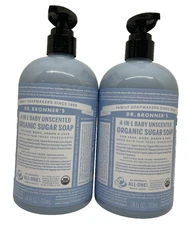 Dr BRONNER`S ORGANIC 4-in1 SUGAR BABY UNSCENTED SOAP 24 oz - 2 Pack