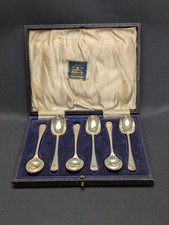 Boxed Set of 6 Sterling Silver Demitasse Spoons, Birmingham 1924, Levi & Salaman
