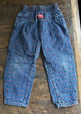 Vtg 90s OshKosh Bgosh Girls Denim Balloon Pants Rose Embroidered Size 5 USA