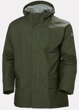 Helly Hansen Mens Mandal Jacket Sz M Green Rain Gear Hooded Rain Jacket New