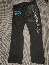 Ed Hardy Men's Sweatpants X-Large Love Kills Slowly Crawling Tiger Logo Black