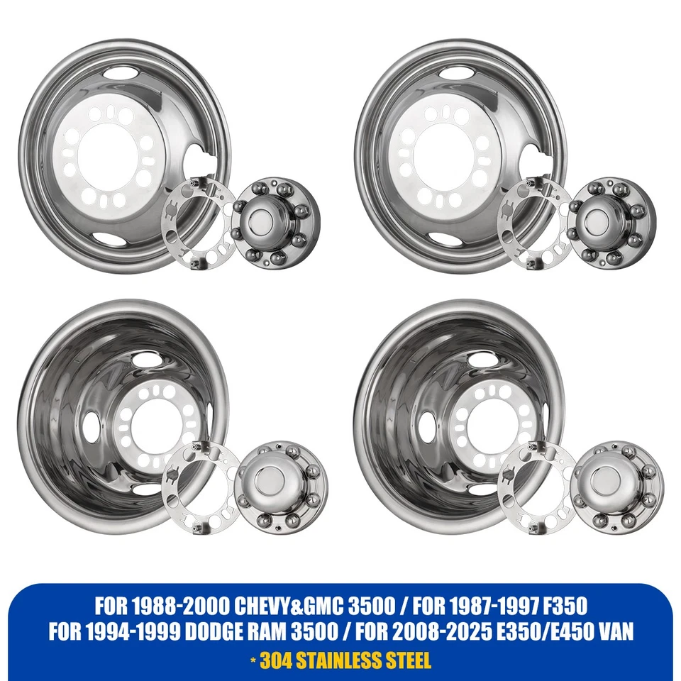 4 PIEZAS Tapacubos para Ford E350 E450 Van 16" Doble Rueda Simuladores Tapacubos Doble Llanta Cubiertas Foto 2 de 4