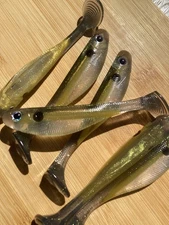 4” Swim Bait Hand Poured Soft Plastic Total of 6, Color: Thread Fin Shad