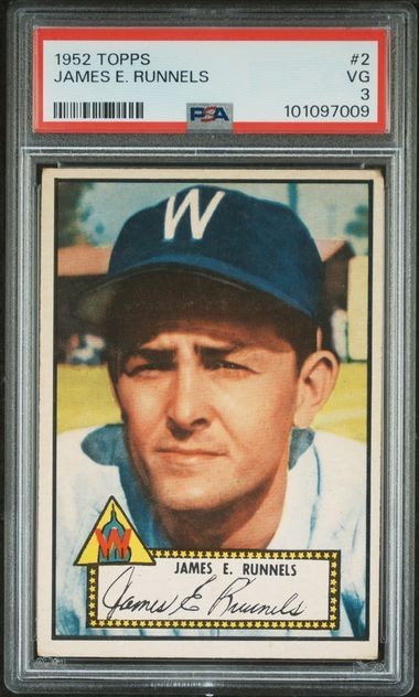 1952 TOPPS JAMES E. (PETE) RUNNELS (RED BACK)  #2  PSA 3  (NEW LABEL)