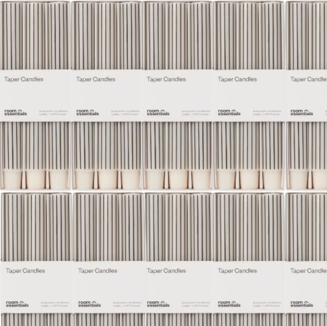 72!! 8" inch Tall Room Essentials Taper Candles Black & White Stripe Unscented 