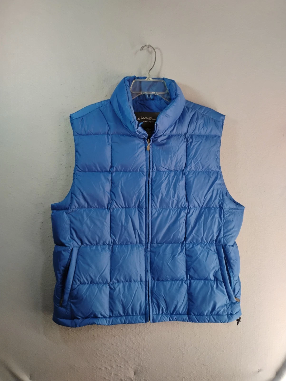 Eddie Bauer Mens Puffer Vest Large Blue CirrusLite Down Full Zip Quilted Casual
