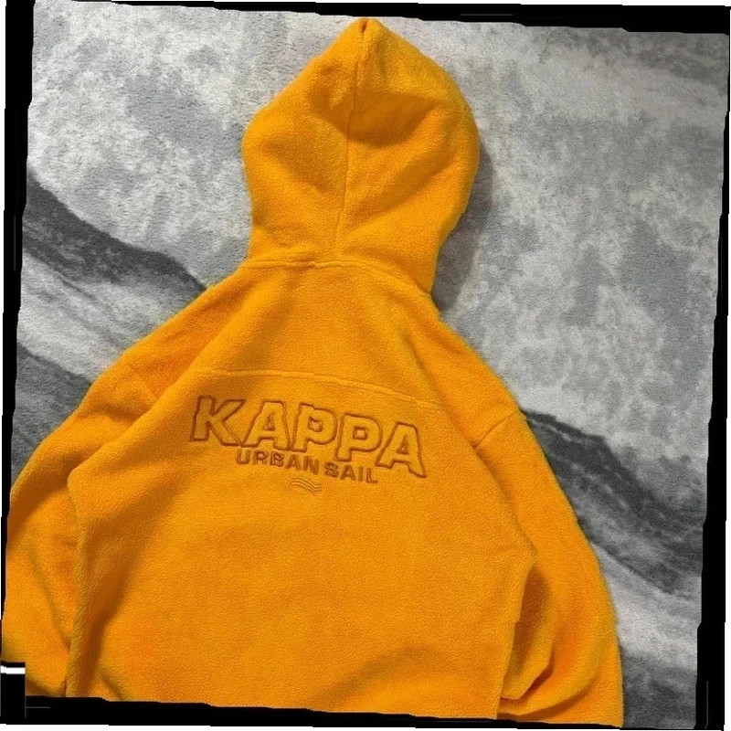 Vintage Kappa Urban Sail 2000's Y2K Yellow Fleece Hoodie Size Medium image 2
