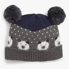 Tucker+Tate Baby Grey Cotton Cable Knit Double Pom Winter Hat Size 18-24M