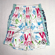 Flow Society Lacrosse Shorts MEDIUM Multi All Over Print Athletic Elastic Waist