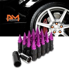 M12x1.5 Purple Jdm Cone Wheel Lug Nutspline Lockspiked Capkey 25mmx75mm 20pc