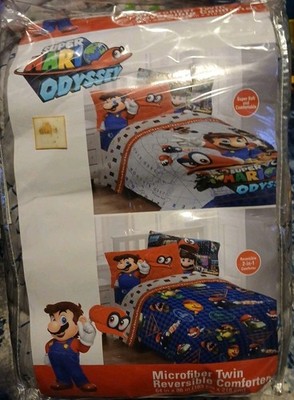 Nintendo Super Mario Odyssey Reversible Microfiber Twin Comforter 64''x86''- New