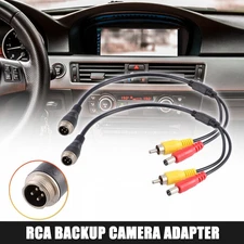 2pcs Car Camera Adapter M12 4-Pin Male to RCA AV DC Male Connector