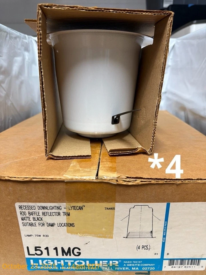 NEW Lightolier L511MG Recessed Downlight Lytecan R30 Baffle Reflector Trim Black - Image 2 of 3