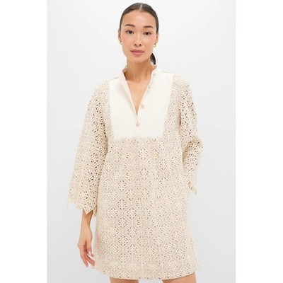NWT Tuckernuck Tan Diamond Lace Crochet Mini Calliope Dress ($198) Size XXL