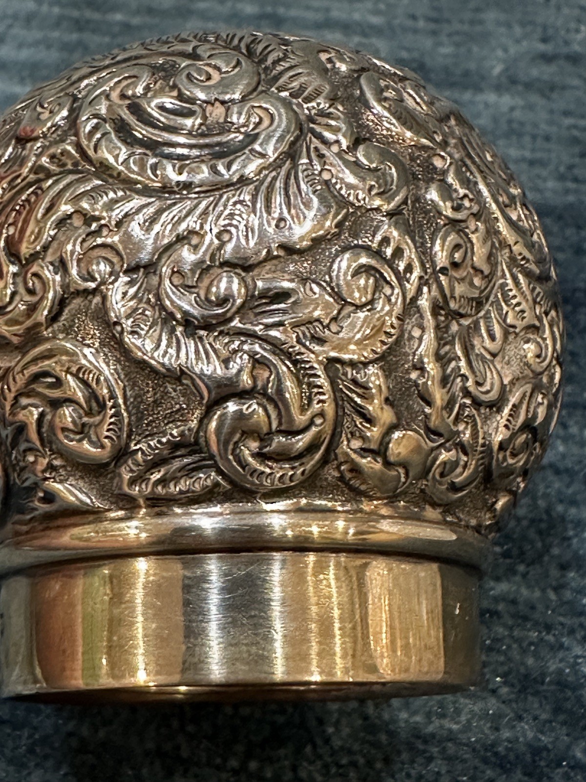 Antique English marking sterling silver and cut crystal dresser jar - screw top