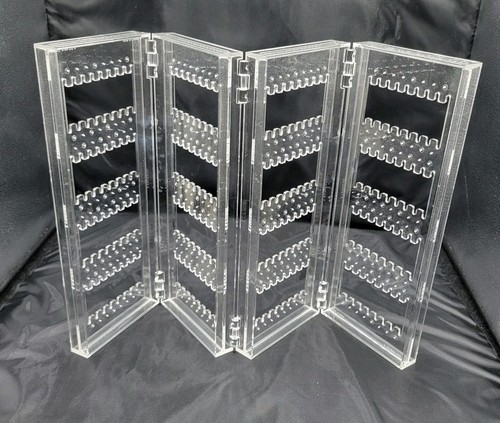Clear Acrylic 4-Panel Folding Earring Holder Jewelry Display Stand Organizer