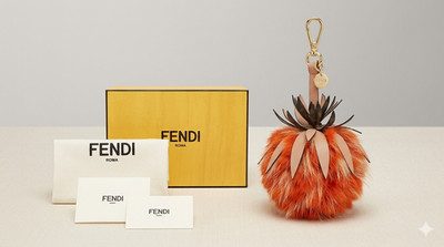 FENDI Fruit Charm Bag Charm Pineapple Red Current Model CIB Box
