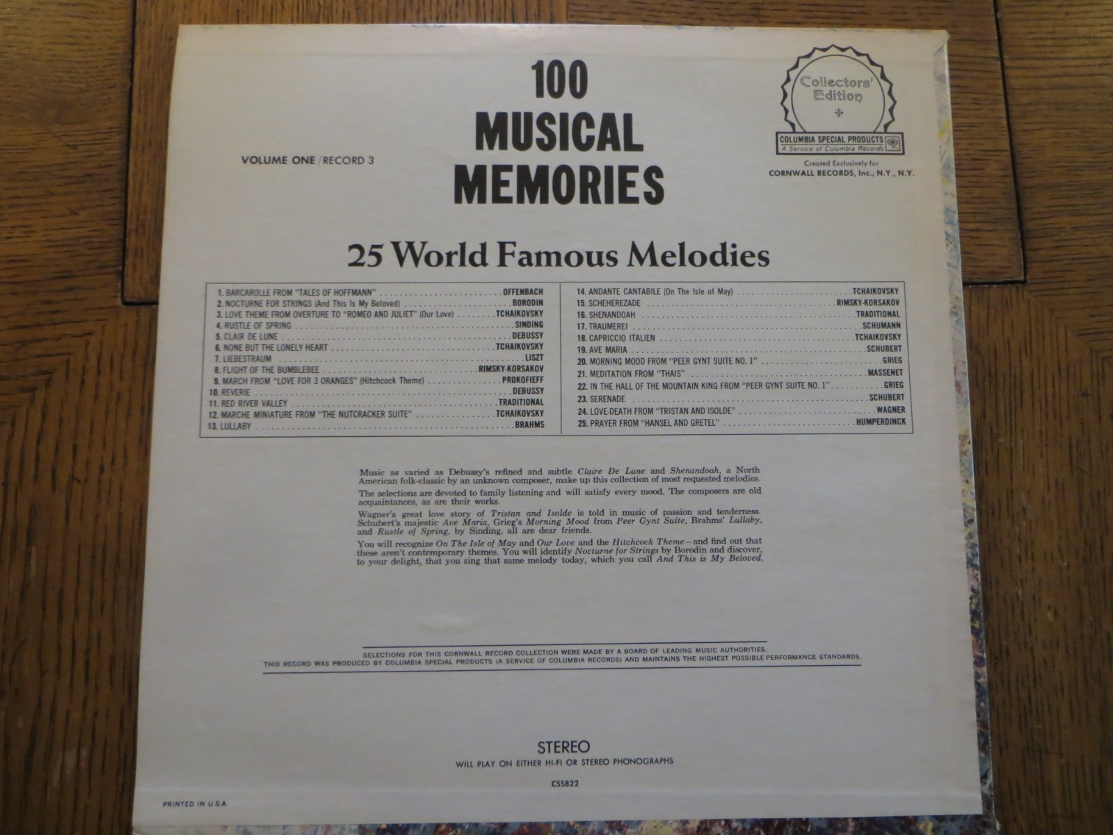 Various – 100 Musical Memories: 25 World Famous Melodies Vol 1 Rec 3 - LP VG+ thumbnail 2