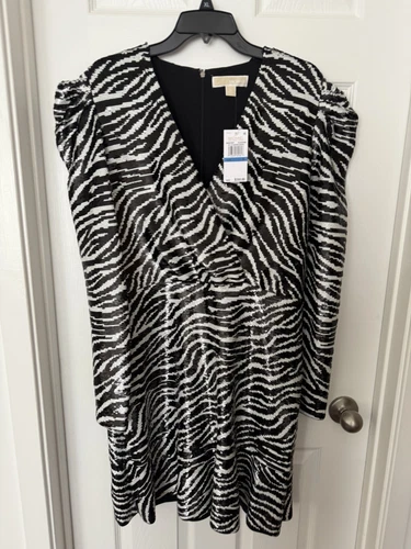 Abito Michael Kors zebrato paillettes XL NUOVO CON ETICHETTA