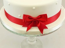 1M CHRISTMAS COLOURS RIBBON SET INCLUDING BOW FOR CAKES / GIFT WRAP