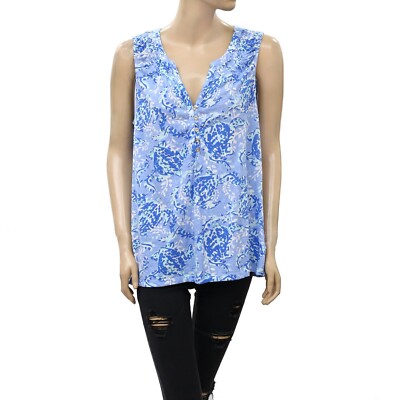 Lilly Pulitzer Essie Blue Peri Turtly Tank Tunic Top Smocked Blue Peri XS 230832