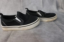 Wonder Nation Boys Black Canvas Slip On Sneakers Shoes Size 7 Summer Memory Foam