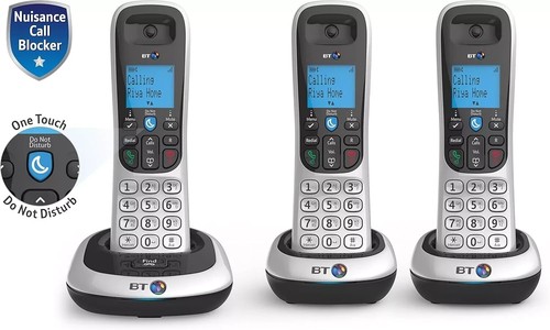 BT 2200 Cordless Landline House Phone with Nuisance Call Blocker - Trio Pack - Zdjęcie 3 z 6