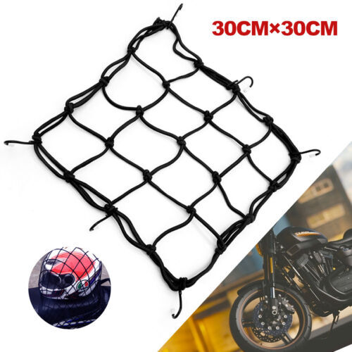 Cargo Net Motorcycle Helmet Mesh Luggage Tie Down Adjustable Black Bungee Cord - Picture 1 of 7