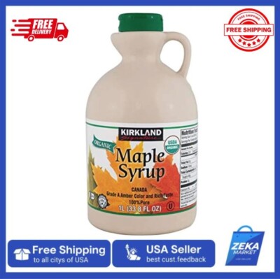 New Kirkland 100% Organic Pure Maple Syrup - Rich Taste, 33.81oz Bottle