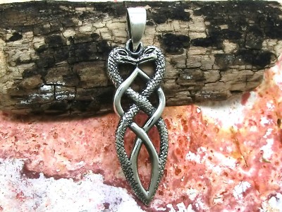 Schlange Anhänger Kette 925 Sterling Silber keltischer Knoten 2 Schlangen