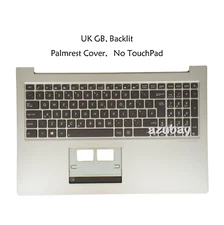 UK Laptop Keyboard Palmrest Cover For Asus Zenbook UX52 UX52vs, Backlit, Silver