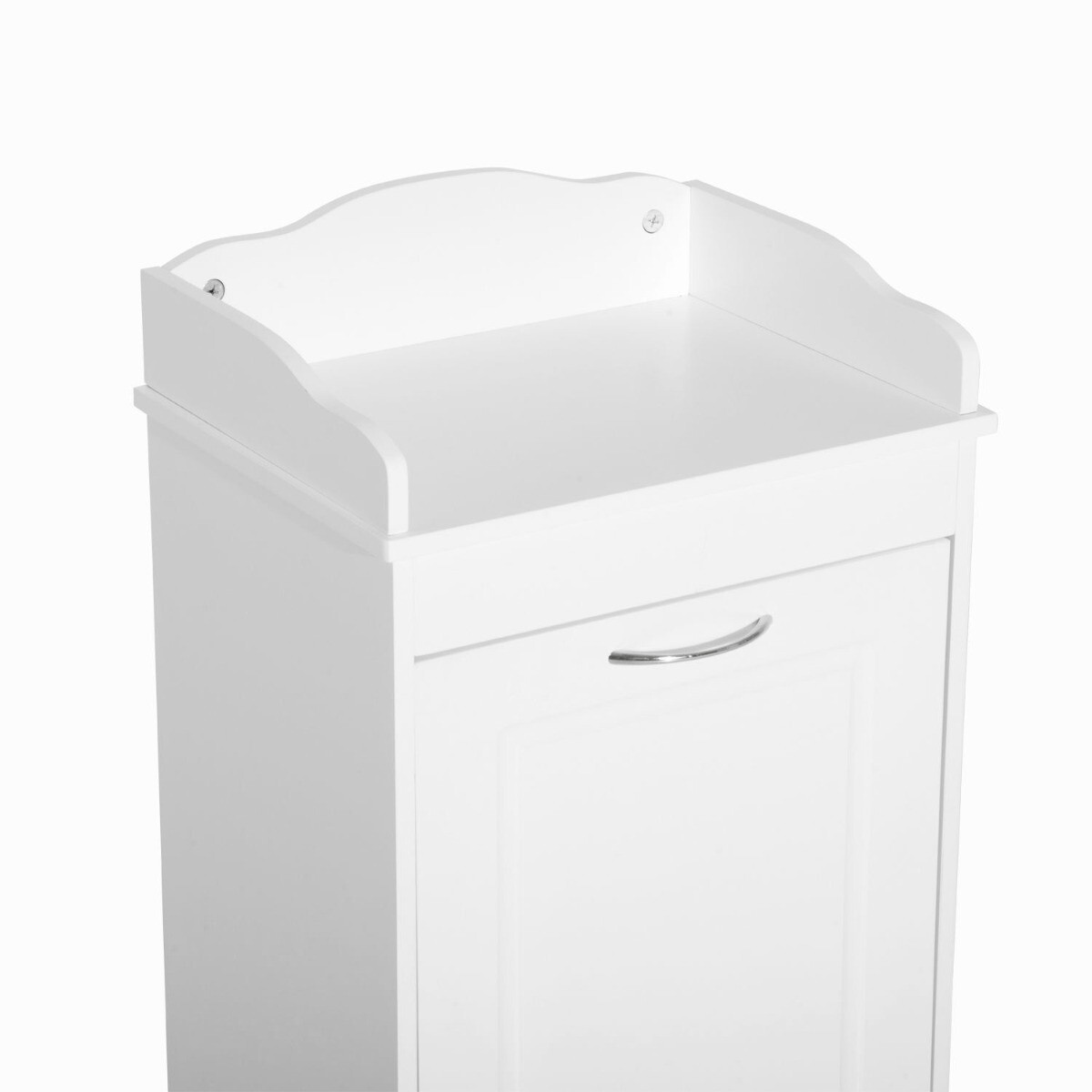 31" Modern Home Organizer Bathroom Storage Cabinet Tilt Out Laundry Hamper White