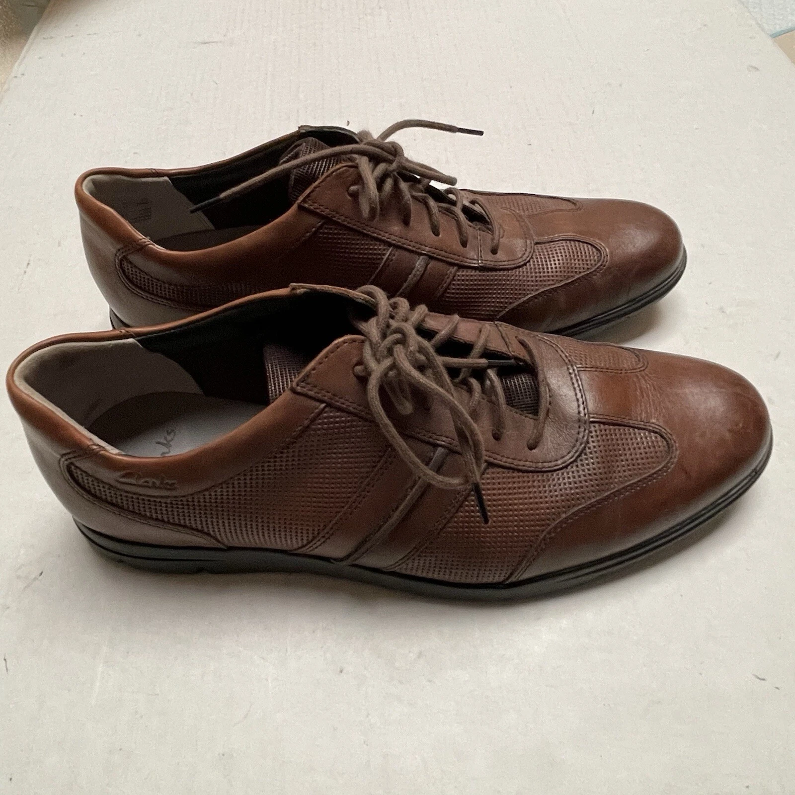 Clarks Oxford scarpa stringata pelle uomo 10 marrone TOR Inghilterra extra leggera ufficio