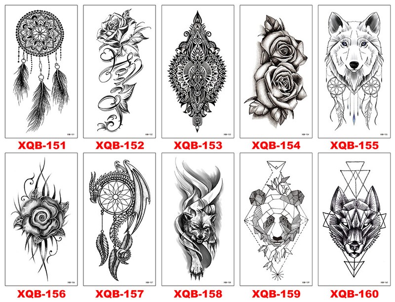 8 X Sheets Temporary Tattoo Body Arm Tattoo Sticker Half Sleeve Fake Waterproof