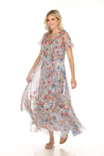 Johnny Was Biya Mazzy Flora Ruched Maxi Dress B32024-2K - Picture 2 of 13