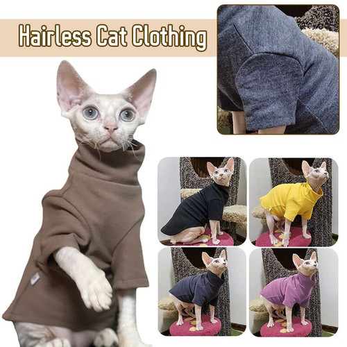 Hairless Cat Velvet Sweater Winter Warm Sphynx Cat Pullover Comfort Soft Clothes - Afbeelding 1 van 22