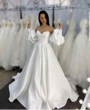 Customized Wedding Dresses Sweetheart A Line Simple Wedding Gown Long Bride