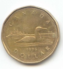 Canada 1996 Loonie Canadian One Dollar $1 Loon EXACT COIN