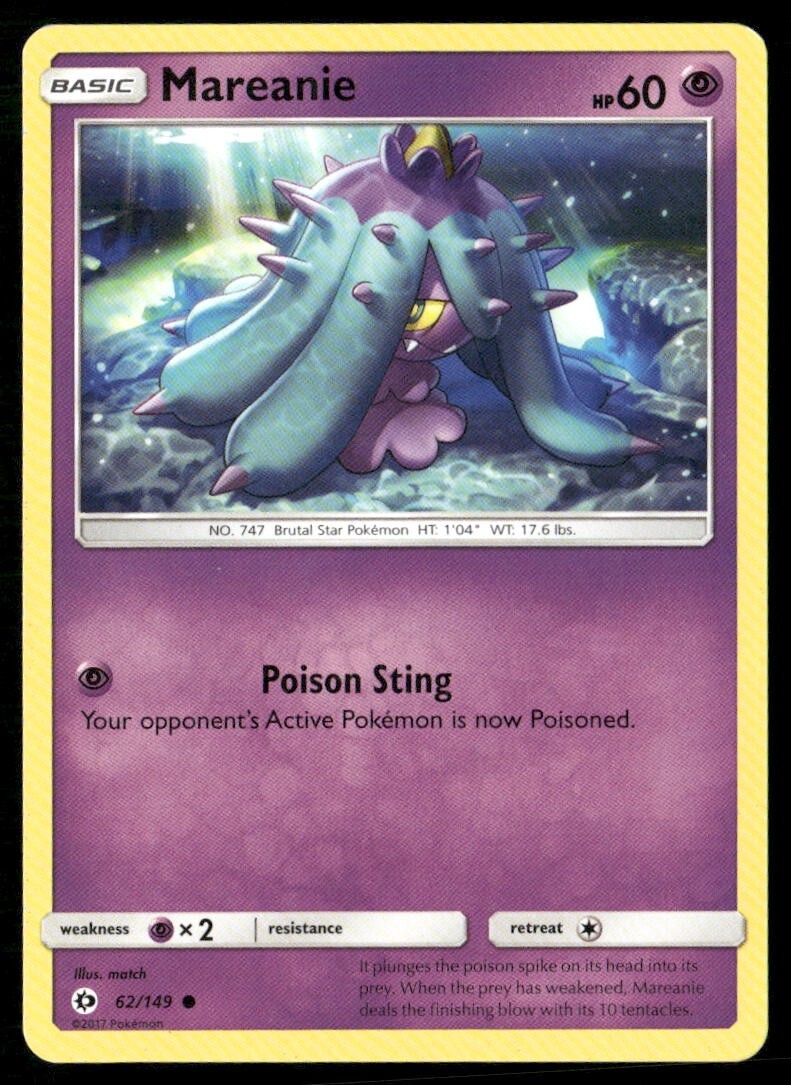 2017 Sun & Moon Set Pokemon Card 062  Mareanie LP