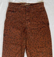 Brown Black Leopard Print Straight Leg Stretch Cotton Pants - 28 Waist - 6 M
