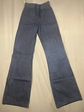 Vintage Seafarer Jeans Mens 25x35 Blue Bell Bottom Flare Navy Dungaree Talon Zip