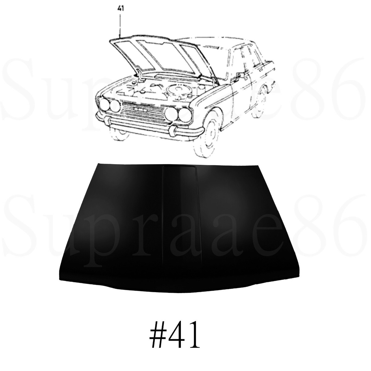 【KOOLOSET】Vintage Domino Brushed Hood OEM Preowned Blue 1971 1972 Oldsmobile Cutlass Hood & Chrome