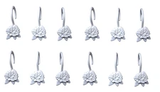 12 Floral Shower Curtain Hooks White Plastic Rings, Rustproof Stylish Rustproof