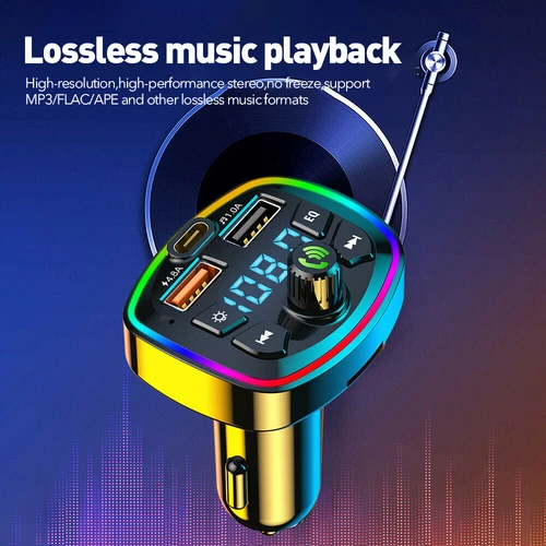 Car Wireless FM Transmitter Adapter Bluetooth 5.0 2USB PD Charger AUX Hands-Free - Picture 10 of 12