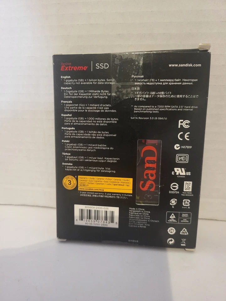 SANDISK EXTREME SSD 240GB SATA 6.0 Gb-s 2.5-IN SOLID STATE DRIVE SDSSDX-240G-G25 - Image 4 of 4