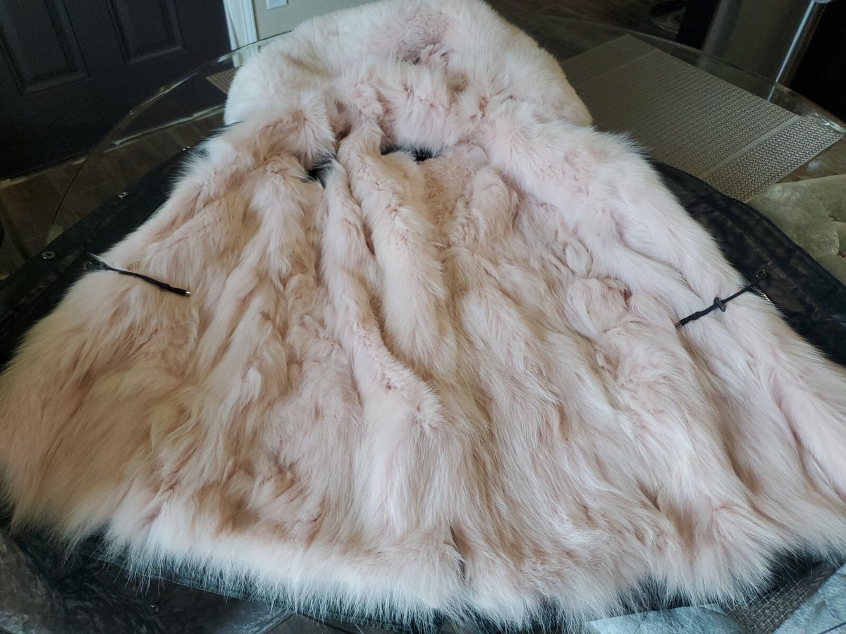 Nicole Benisti Belleville Fox Fur Coat Parka Anorak Jacket DUSTY