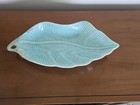  California Pottery Turquoise Gold Speckled Leaf Shaped Dish