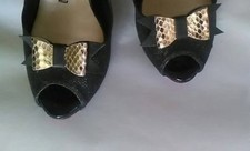 Gold&Schwarz Leder Schleife 2er Set, Handarbeit.