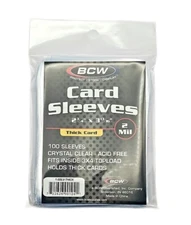 (100) BCW Thick Trading Card Sleeves (1 Pack) For Thick Extra Thick Sports Cards