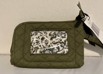 Vera Bradley NEW RFID Double Zip ID Climbing Ivy GreenCase Wallet Coin Purse.